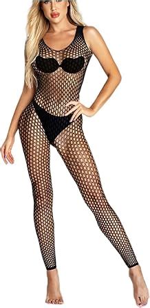 Amazon Geckowi Women Fishnet Bodystocking Sexy Exotic Lingerie Crotchless Fishnet Stockings