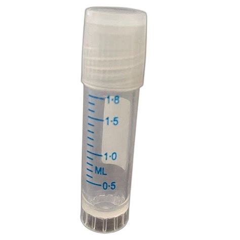 White Cap Color 2 Inch Plastic Cryo Vial Screw Cap Capacity 1 8ml