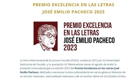 Lanzan Convocatoria Para El Premio Excelencia Jos Emilio Pacheco