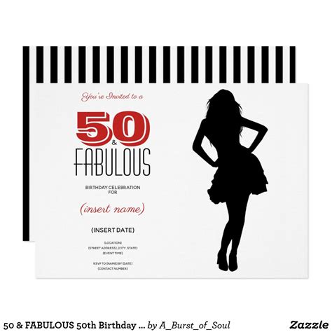 50 And Fabulous 50th Birthday Invitation 50th Birthday Invitations 50 And Fabulous Invitations