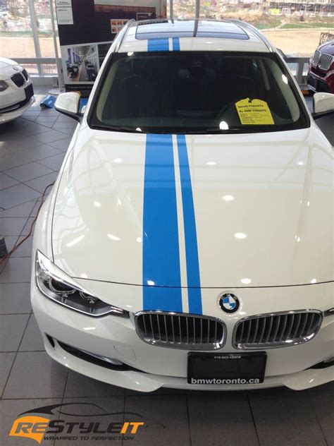 Black Chrome Car Wrap Bmw 328i Blue Stripes