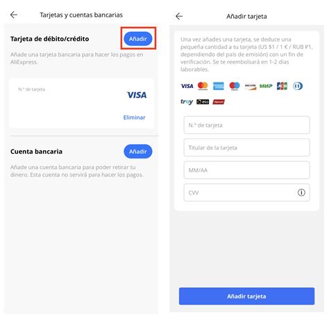 Cómo añadir una tarjeta en AliExpress