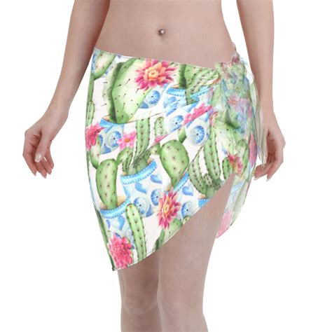 Adobk Flowers And Cactus Swimsuit Coverups For Women Beach Bikini Short