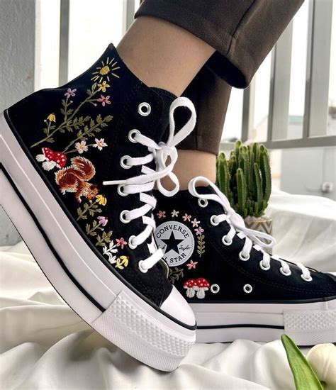 Mushroom Converse Embroidered Converse Custom Pet Converse Platform