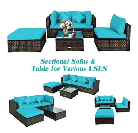 Rattan 5 Piece Conversation Sectional Set Pick Your Plum