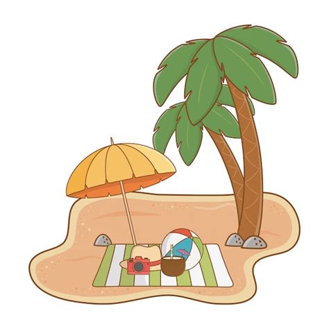 Premium Vector Summer Vacation Beach Objects Cartoon