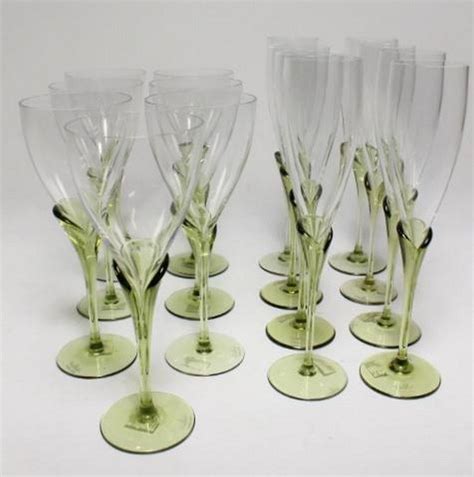 Green Stemmed Rosenthal Papyrus Glassware Set European Glass