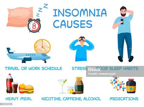 Penyebab Insomnia Gangguan Faktor Tidur Infografis Hyposomnia Ilustrasi