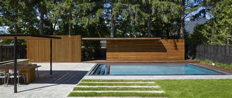 Wooden Pool House By Amantea Architects Provides Privacy For Canadian