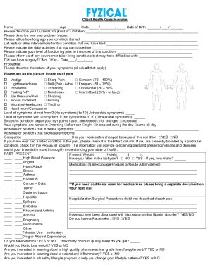 Fillable Online WEIGHT LOSS SURGERY HEALTH QUESTIONNAIRE Fax Email