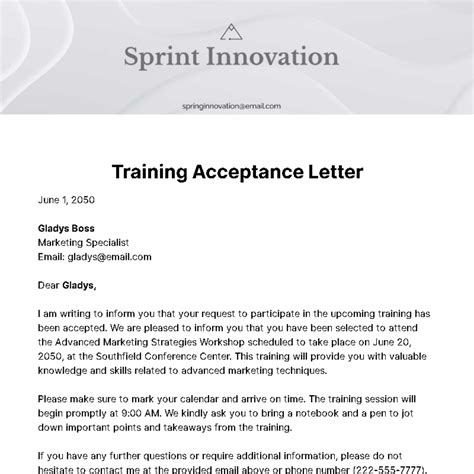 Free Training Letter Templates And Examples Edit Online And Download