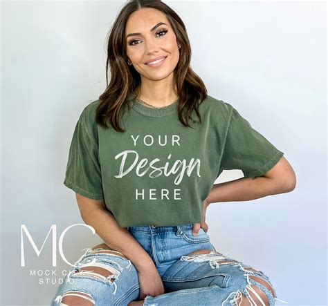 Comfort Colors C Moss Shirt Mockup Tshirt Mockup Green Etsy