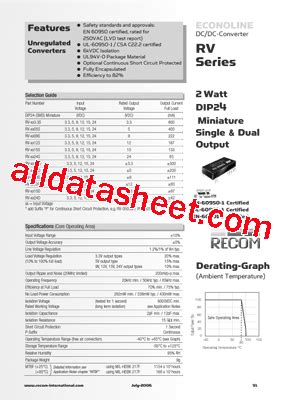 RV 2405S Datasheet PDF Recom International Power