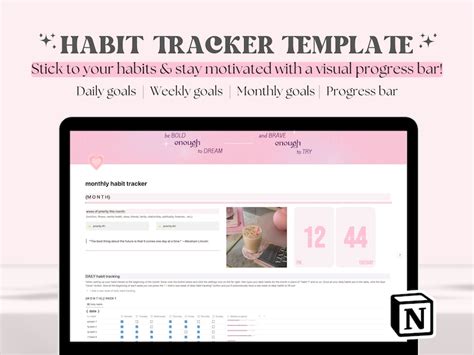 Notion Habit Tracker Template Aesthetic Notion Productivity Tracker