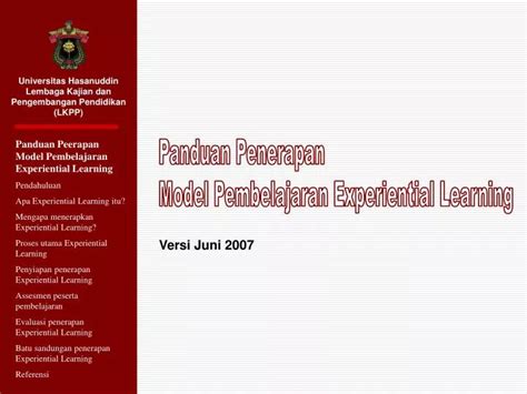 Ppt Panduan Penerapan Model Pembelajaran Experiential Learning