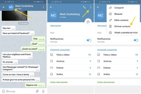 Cómo eliminar contactos en Telegram