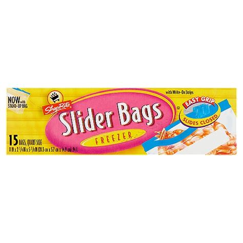 ShopRite Freezer Slider Bags, Quart Size, 15 count