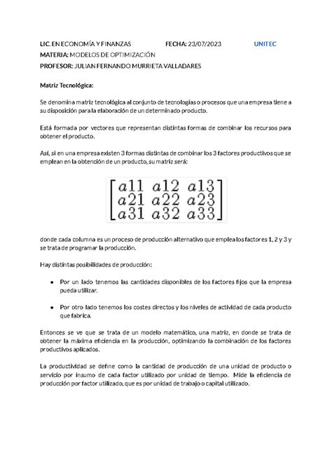 Entregable 1 Modelos DE OptimizacióN LIC EN ECONOMÍA Y FINANZAS