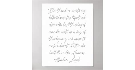 Abraham Lincoln Thanksgiving Day Speech Poster | Zazzle