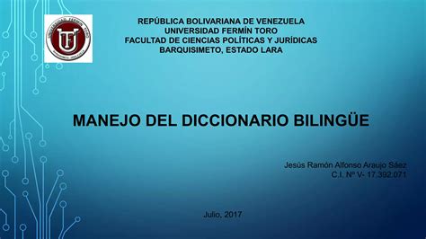 Manejo Del Diccionario Biling E Ppt