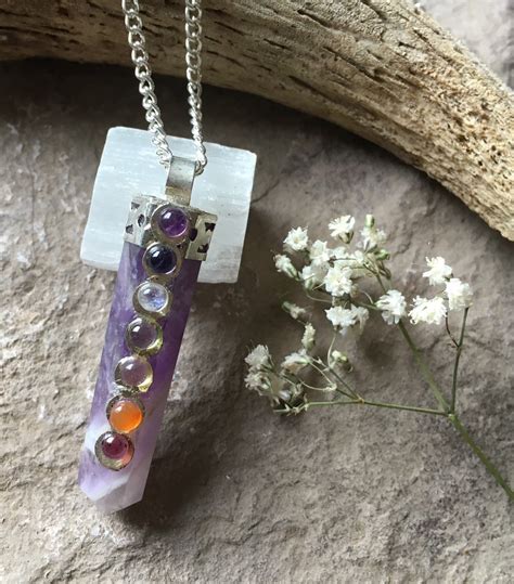 Amethyst Crystal Chakra Necklace By Divinevibe On Etsy