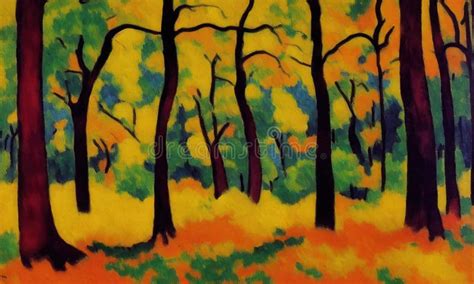 Autumn Forest. Nature Landscape. Digital Illustration. Abstract Style ...