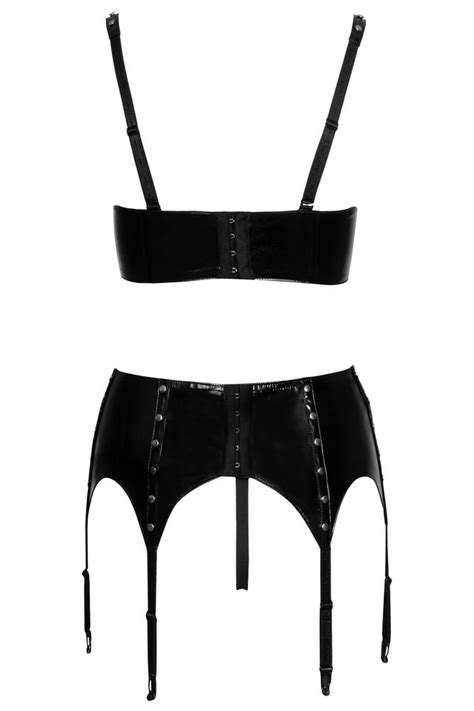 Ensemble De Lingerie Ouverte En Vinyle Black Level