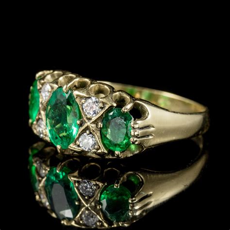 Antique Victorian Emerald Diamond Ring 18 Carat Gold Circa 1900 At