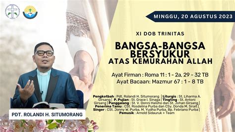 Ibadah Gkps Salemba Minggu 20 Agustus 2023 Youtube