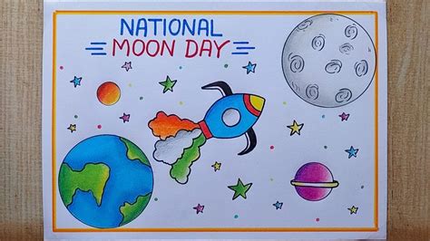 National Moon Day Poster Drawing Easy Chandra Dinam Drawing