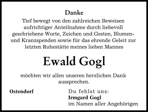 Traueranzeigen Von Ewald Gogl Allg Uer Zeitung