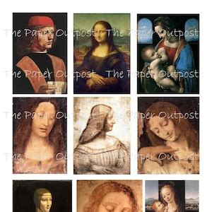 LEONARDO Da VINCI Printable Digital Download Printable Image, Digikit Davinci Paintings Sketch ...