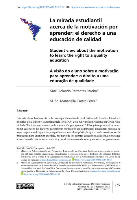 Pdf La Mirada Estudiantil Acerca De La Motivaci N Por Aprender El