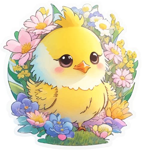 Baby Chicken Illustration Sticker with 24558425 PNG