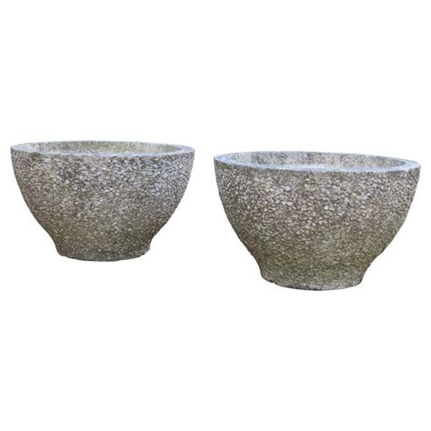 Pair of Figural Concrete Urn Garden Planters Cement Relief Greek ...