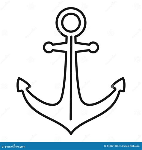 Icono Del Ancla De La Nave Estilo Del Esquema Ilustración del Vector