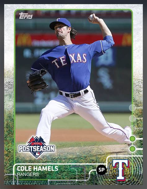 Cole Hamels Texas Rangers Green Parallel Post Season Insert Card 2015