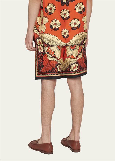 Valentino Garavani Mens Bandana Print Silk Twill Shorts Bergdorf Goodman