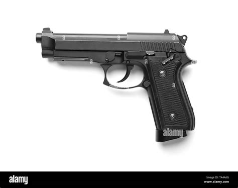 Pistol on white background Stock Photo - Alamy