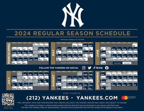 printable  yankees schedule