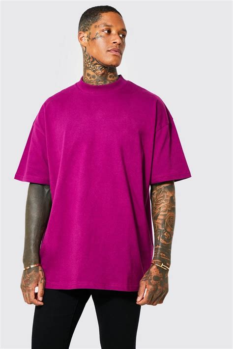 Oversized Heavyweight Extended Neck T Shirt Boohoo Uk