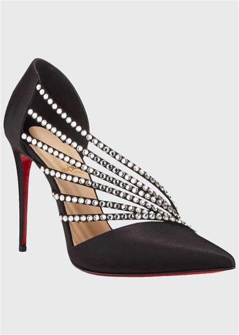 Christian Louboutin Antinorina Satin Crystal Strass Red Sole Pumps Bergdorf Goodman