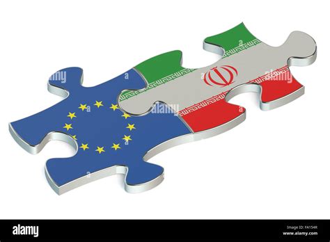 Iran And European Union Puzzles From Flags Stock Photo Alamy