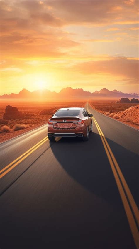 Nissan Sentra Conduciendo A Sunset Lifelike Renderings Con Estilo De