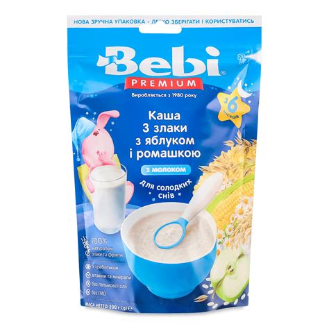 Каша 3 злаки Bebi Premium з молоком яблуко-ромашка 200г – онлайн ...