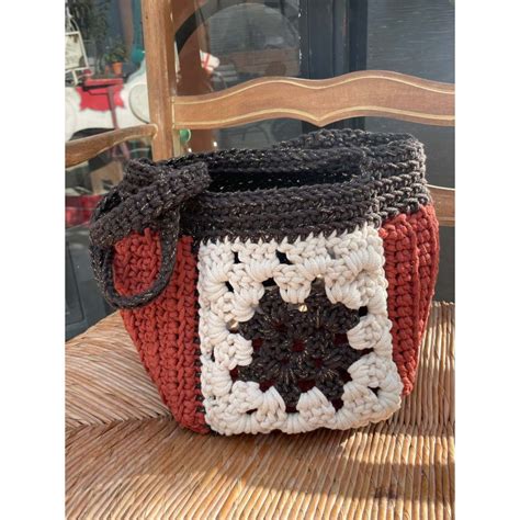 Sac Cabas Granny Square Au Crochet Cm Fait Maison