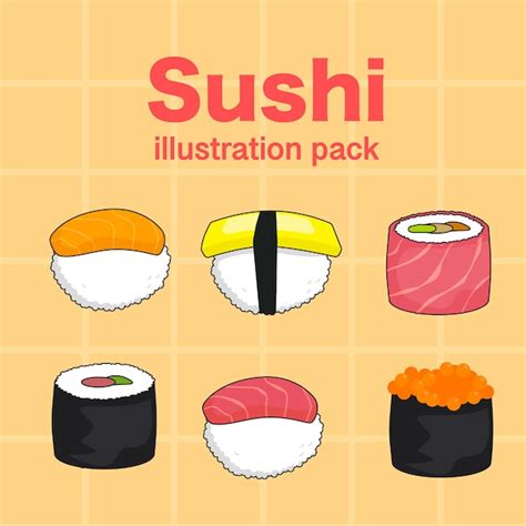 Premium Vector Vector Sushi Illustration Pack