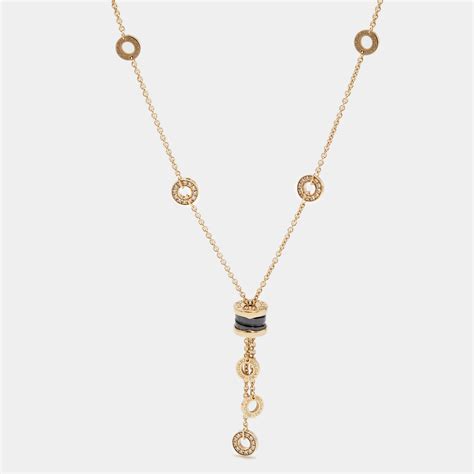 Pre-owned Bvlgari B.zero1 Black Ceramic Diamonds 18k Yellow Gold Tassel ...