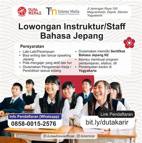 Lowongan Kerja Instruktur Staff Bahasa Jepang Marketing Recruiter Di