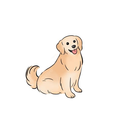 Golden Retriever Cartoon Hand Drawn Dog Element Golden Retriever